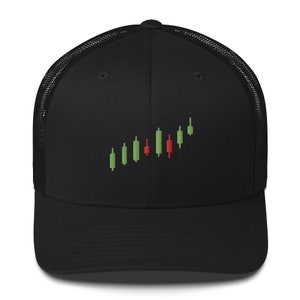 Boné de caminhoneiro do mercado de ações, boné de caminhoneiro bordado, opções de gráficos de comerciante de velas Forex Crypto Investing Cryptocurrency Trading Bull Cap