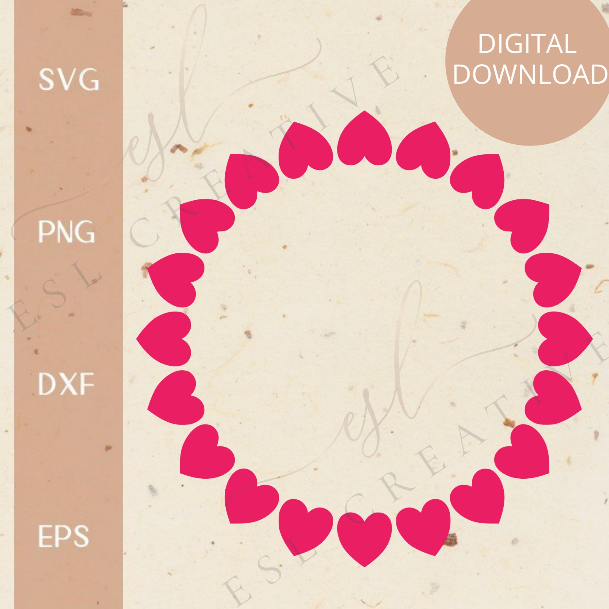 Circle Heart Border SVG - Etsy