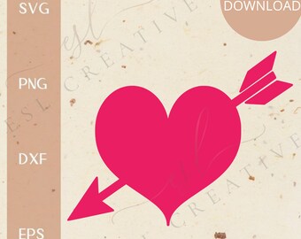 Heart and Arrow Instant Digital Download Svg, Png, Dxf, and Eps Files ...