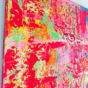 ポップアート 100 x 100 cm キャンバス スクイージー技法 アクリル絵の具 ユニーク