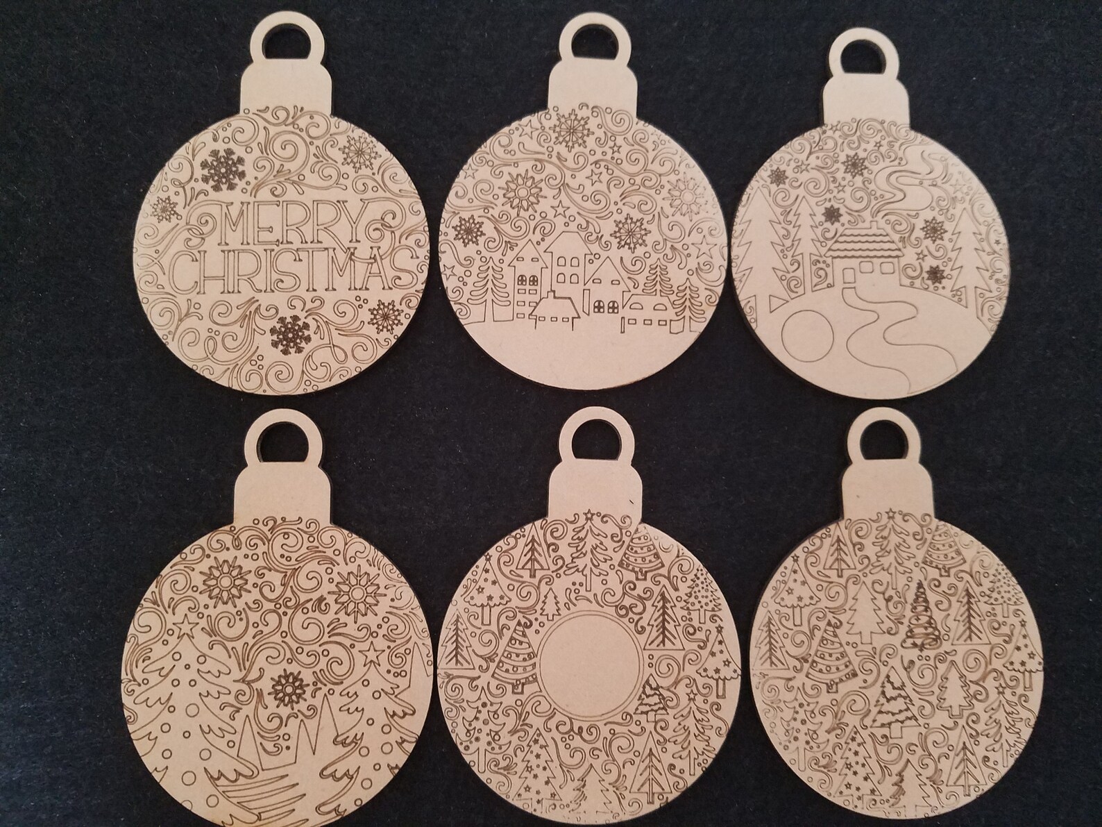 Laser cut /engraved wooden Christmas Ornaments Etsy