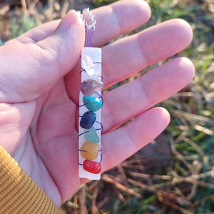 Selenite Necklace/7 Chakras/Sterling Silver Selenite Necklace//Selenite Pendant//Protection Necklace/Wire Wrapped Pendant/Selenite Jewelry