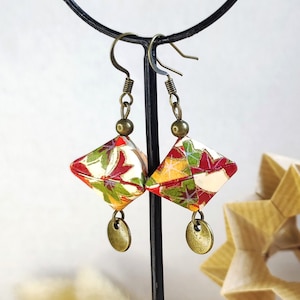 Boucles d'oreilles origami papier japonais
