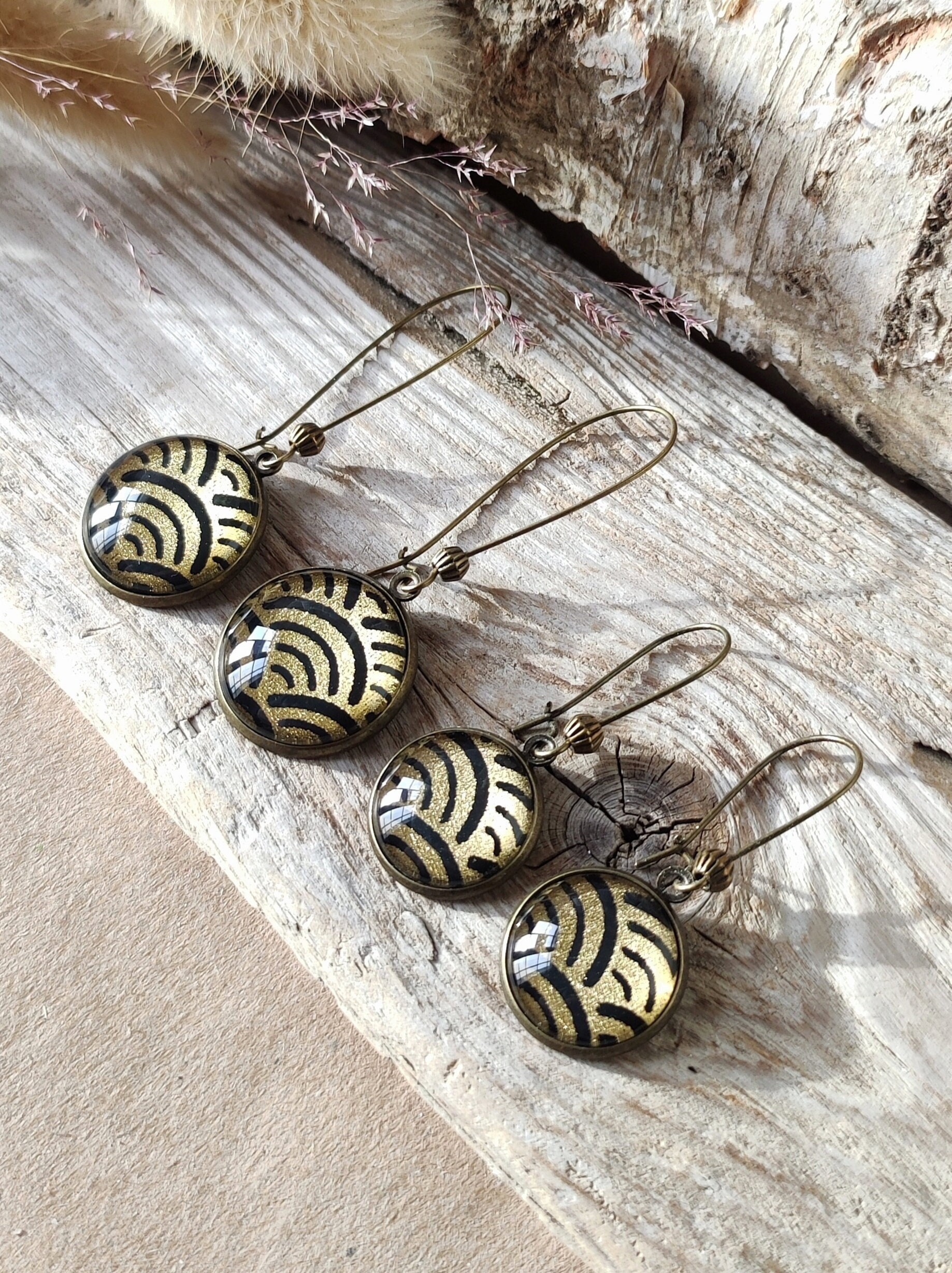 Boucles d'oreilles minimalistes papier japonais