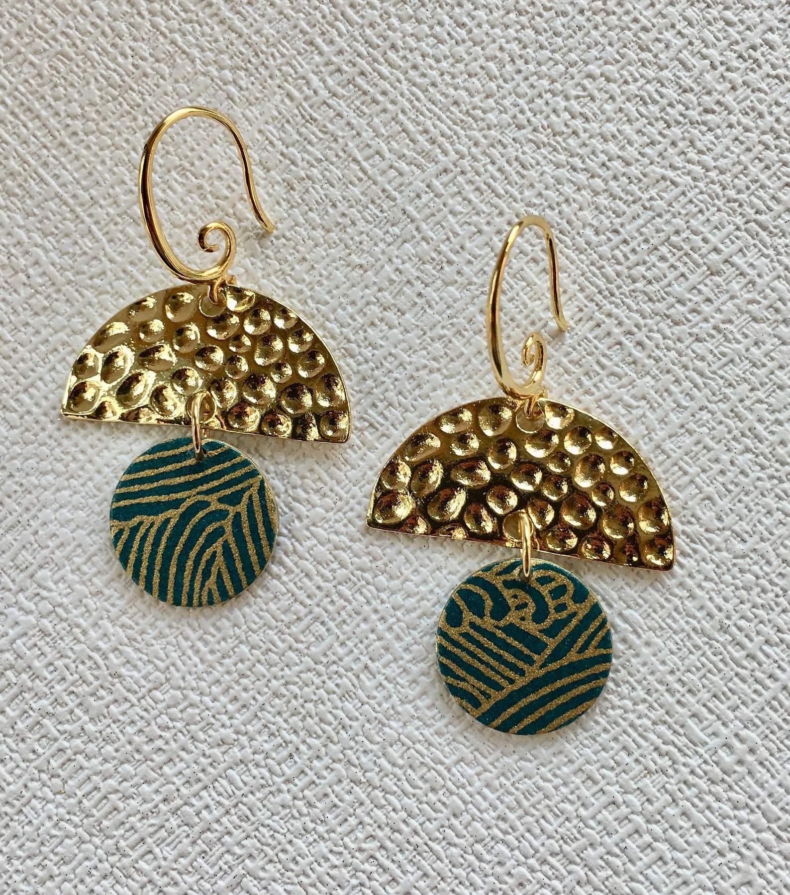 Earrings ethnic gold plated Japanese paper traditional | Etsy