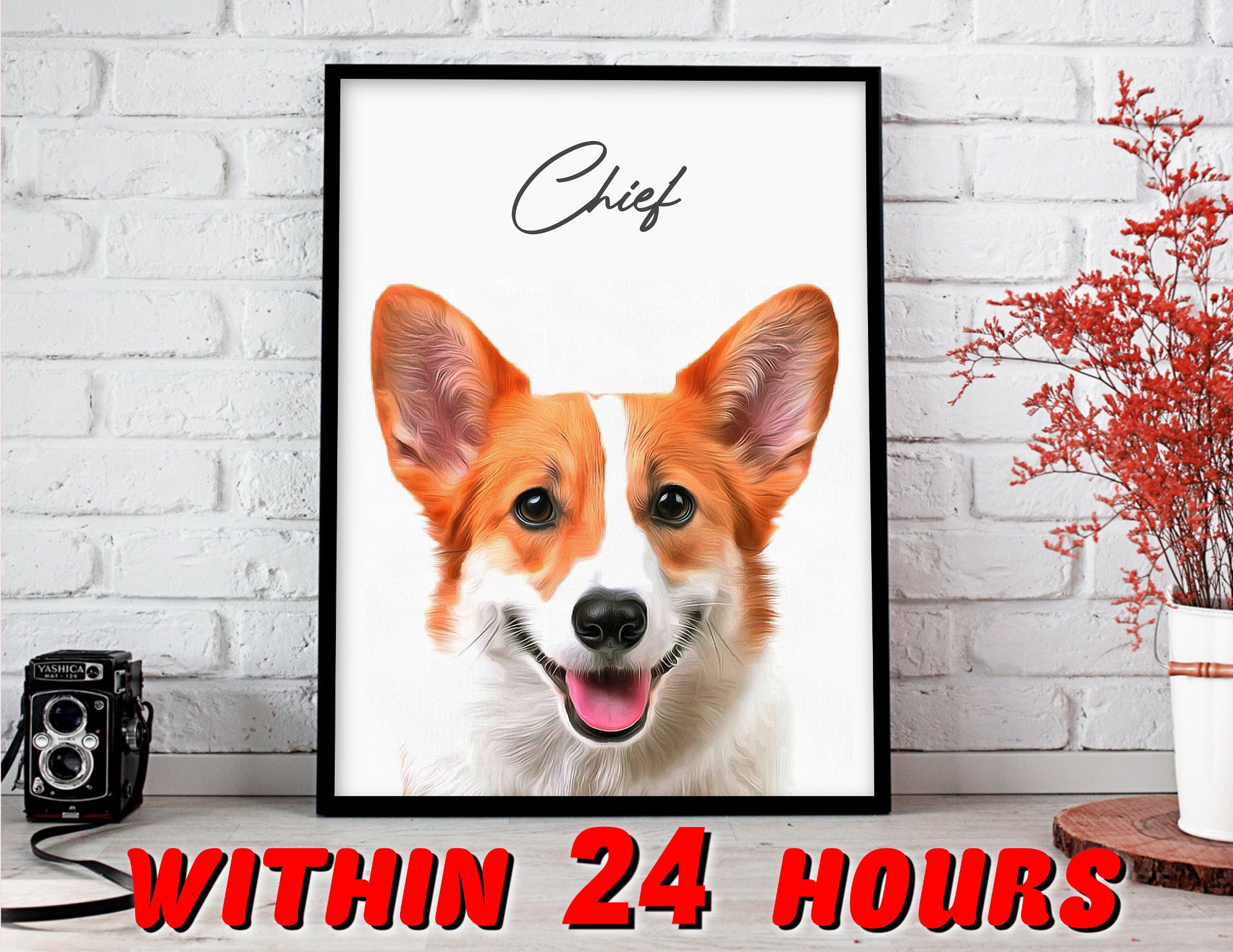 Pet Portrait Digital Custom Dog Portrait Custom Pet Wall Art Etsy