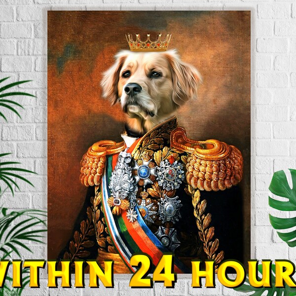 Royal Pet Portrait DIGITAL. Option 1. Custom Royal Dog Portrait, Renaissance Animal Painting. Wall Art to Print on Poster or Canvas.