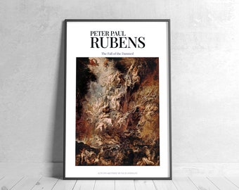 Peter Paul Rubens; The Fall of the Damned Reproduction Poster, Alte Pinakothek, Munich Germany, Wall Art, Digital Download.