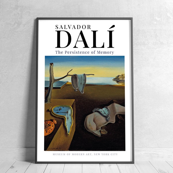 Salvador Dali; The Persistence of Memory Printable Reproduction Poster, Museum of Modern Art, Wall Art, Digital Download.