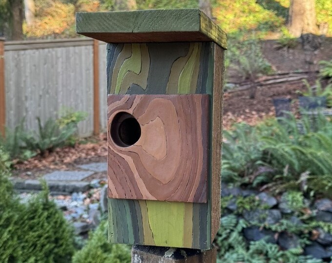 Rustic Modern Handmade Art Cedar Birdhouse