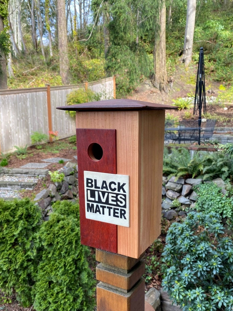 Modern Handmade Collectible Architectural Art Cedar Birdhouse