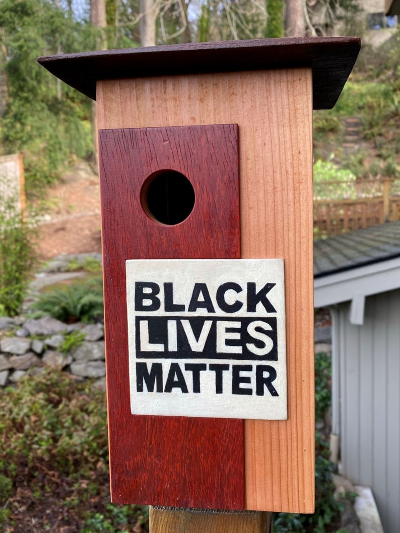 Modern Handmade Collectible Architectural Art Cedar Birdhouse