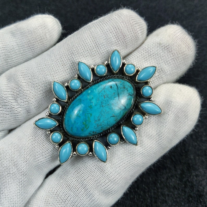 Turquoise Natural Gemstone 925 Solid Sterling Silver Statement Jewelry Adjustable Ring Chrysocolla