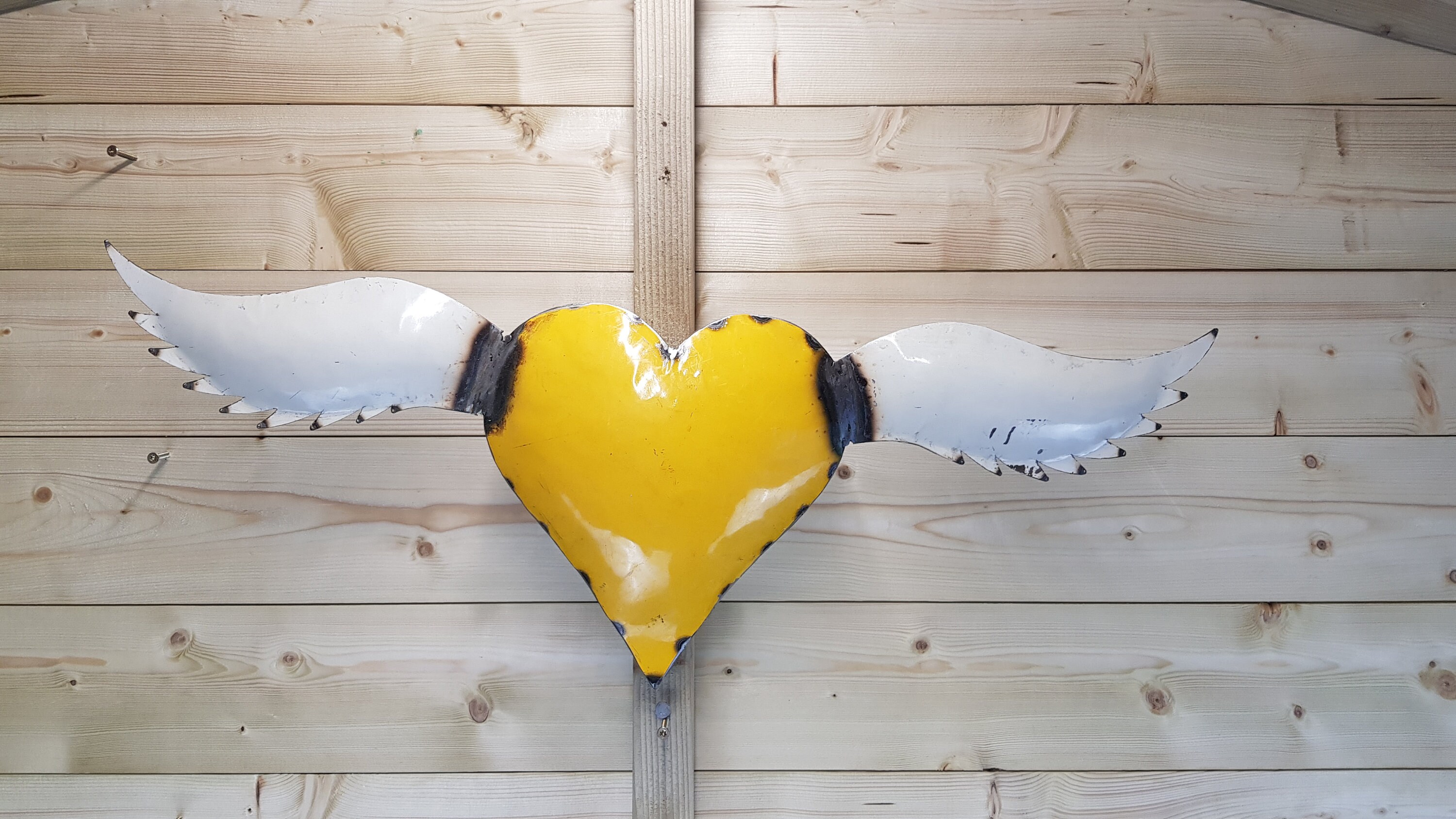 Winged heart Medium vintage industrial style 3d metal heart Etsy