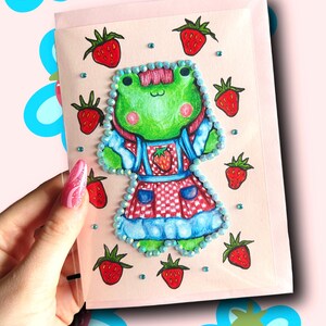 Strawberry Froggy Greeting Card