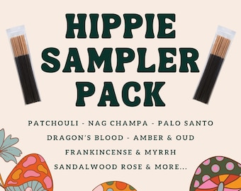 Hippie Sampler Pack Incense Sticks, Hand-Dipped (25/50 Pack)