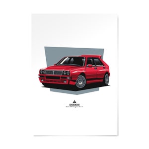 Lancia Poster | Lancia Delta HF Poster | Rally Print | Group B poster | Gift For Petrolhead | Classic Car Print | Wall Art Car Poster