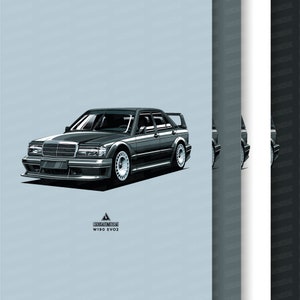 Mercedes-benz 190E Evo2 - Digital Illustration/ Gift for petrolhead / Gifts for him / First Car / Classic Car Print / Wall Art/
