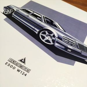 Mercedes-Benz E500 W124 Poster Print Vector illustrations Gift image 3