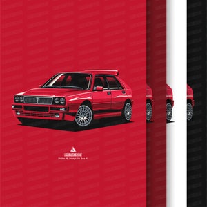Lancia Delta HF Integrale Evo II - Digital Illustration / Gift for petrolhead / Gifts for him / Classic Car Print / Wall Art poster