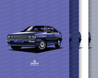 Audi Quattro 1980 Digital Illustration | Classic Audi | Ur-Quattro | Gifts For Him | Classic Car | Motorsport | Poster | Digital Download