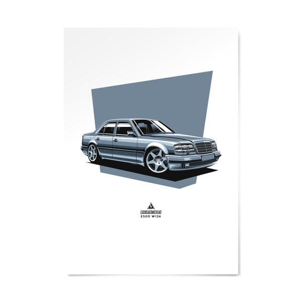 Mercedes-Benz E500 W124 Poster | Druck | Vektor Illustrationen | Geschenk