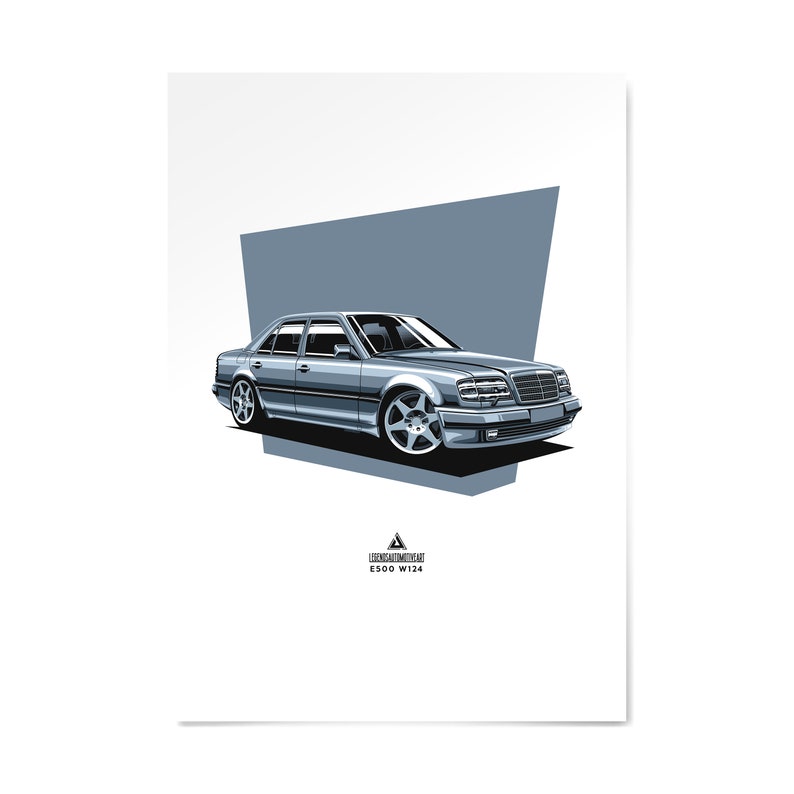 Mercedes-Benz E500 W124 Poster Print Vector illustrations Gift image 1