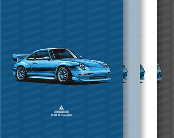 Porsche 911 RSR 3.8 Coupe 993 Digital Illustration | Digital Download | A1 format | CMYK | 300dpi |  Classic Car | Motorsport Image | Sport