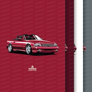 Mercedes SL500 R129 - Digital Illustration/ Gift for petrolhead/ Gifts for him/ First Car /Classic Car Print /Wall Art/ Rental car poster