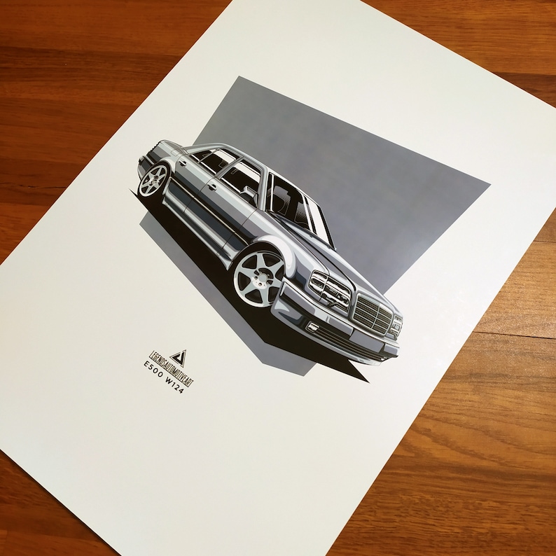Mercedes-Benz E500 W124 Poster Print Vector illustrations Gift image 2