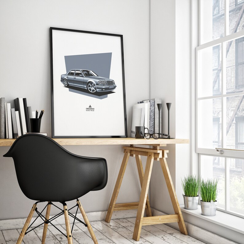 Mercedes-Benz E500 W124 Poster Print Vector illustrations Gift image 4