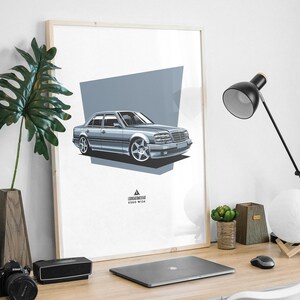 Mercedes-Benz E500 W124 Poster Print Vector illustrations Gift image 5