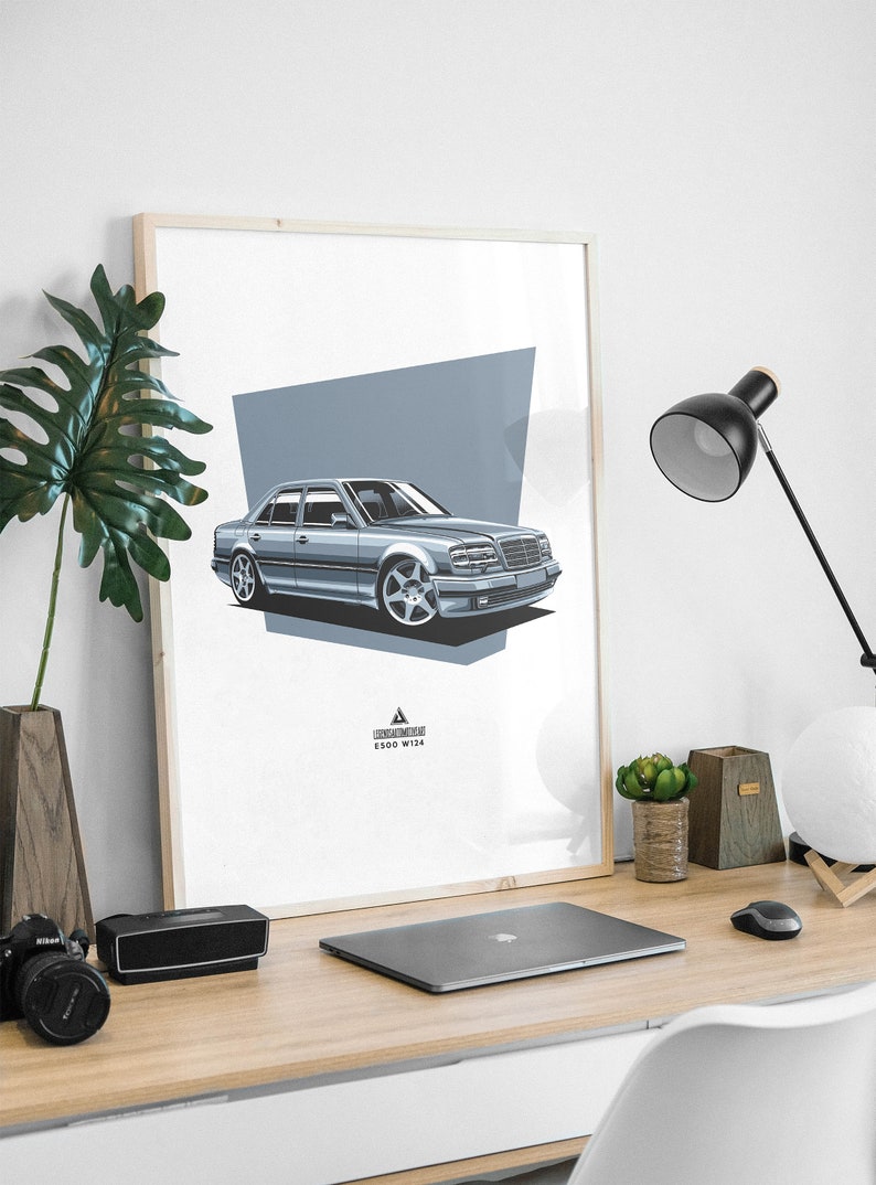 Mercedes-Benz E500 W124 Poster Print Vector illustrations Gift image 5