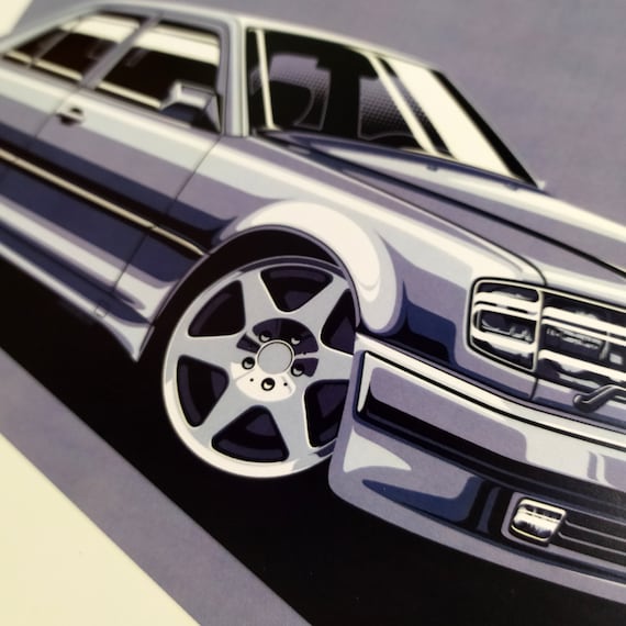 Mercedes-benz E500 W124 Poster Print Vector Illustrations Gift 