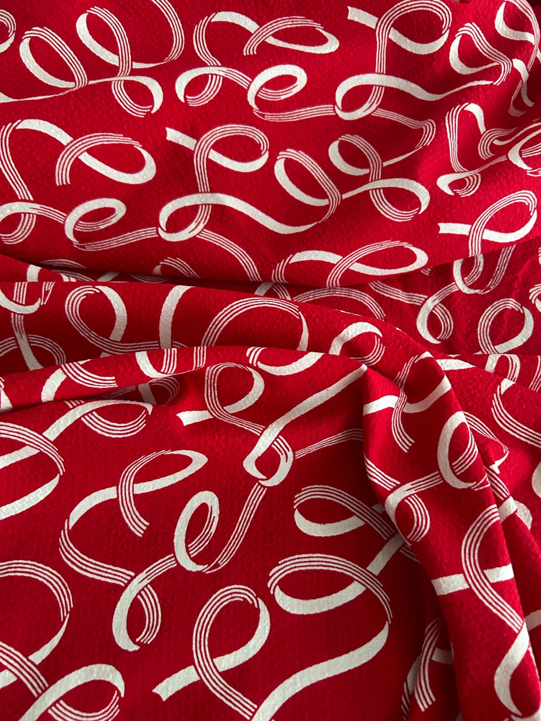 Rarest Cloth Very Rare Fabric Cut From 1930s. Perfect Condition, Seersucker Red ...