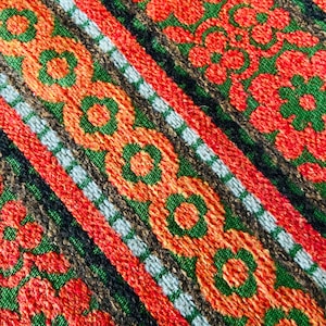 Vintage fabric 70s Wool Mix Vibrant Colors Heavy Weight Fabric Upholstery Groovy Double Face