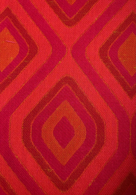 1970s Vintage Fabric Geometric Double Face Upholstery Fabric