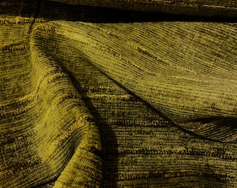 Vintage 70s Chartreuse Chenille Fabric: Textured Upholstery Decor