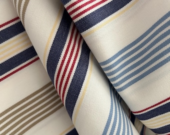 Vintage-Polsterstoff, gestreift, Baumwoll-Ticking, beige-rot, schweres Material, europäischer Landhausstil