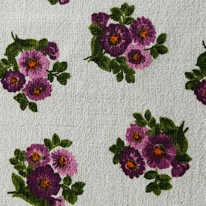 Tessuto di spugna di cotone anni '70 New Old Stock floreale 1,40 x 1,16 (larghezza)