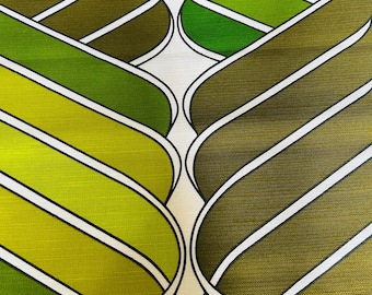 1970s Geometric Vintage Fabric: Space Age Green Viscose Cotton, 2.5m x 1.20m