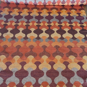 1970s Vintage Mid Century Jacquard Fabric Geometric Upholstery Space Age