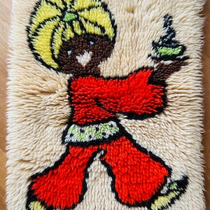Tapiz de pared alemán vintage hecho a mano: decoración infantil de mediados de siglo