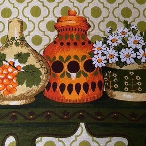 Vintage 70s fabric kitchen Decor Cotton