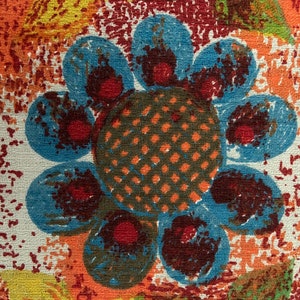 Barkcloth 1960s Floral Fabric Cotton Yardage Upholstery Decor Mid Century