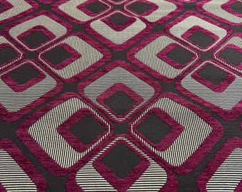 Vintage Velvet Chenille Geometric 70s Upholstery Fabric Rare