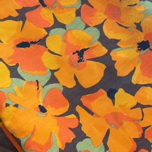 1970s Cotton Canvas New Old Stock Groovy Big Floral True Vintage Pristine Flower Power