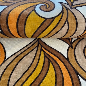 Tkanina lniana w stylu vintage z lat 70.: modny wzór w stylu Mid-Century Modern