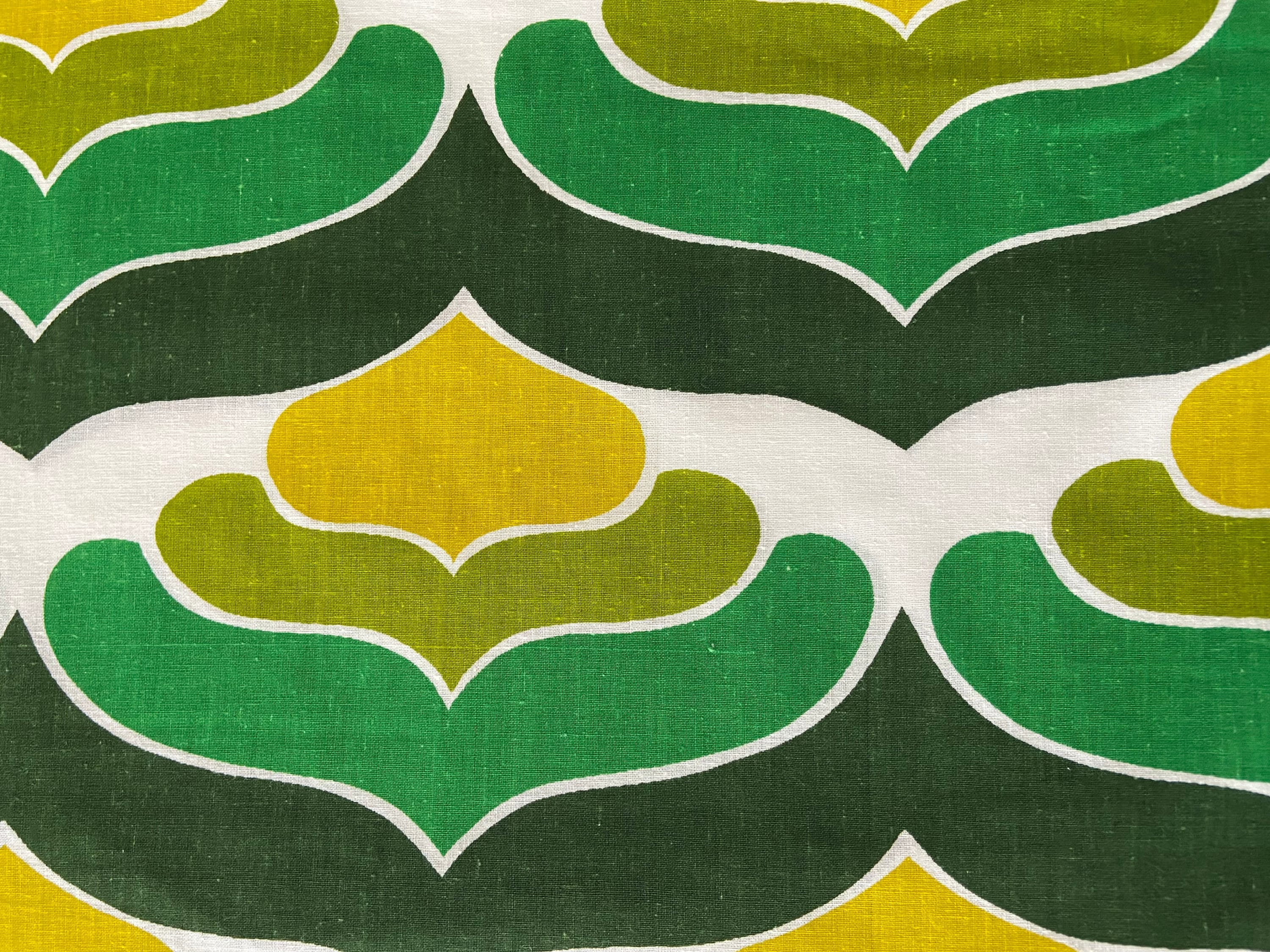 1970s Cotton New Old Stock Space Age Groovy Big Motif Panton Op Art