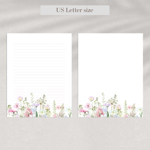 Wildflower Printable Stationery Set: Floral Letter Writing Paper (Digital Download) image 6